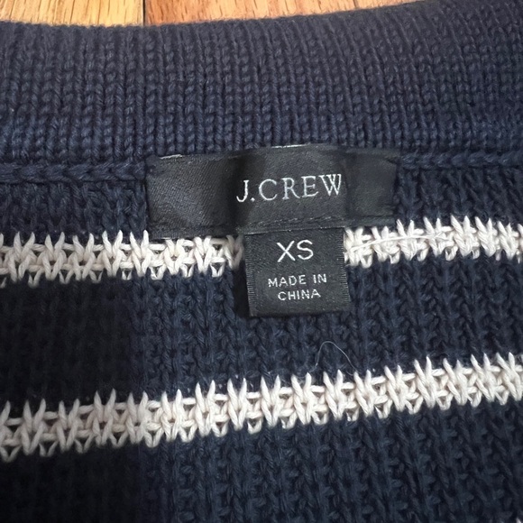 J. crew navy and white striped cotton collared v-neck sweater women’s XS - Picture 5 of 9